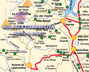Mapa de ubicación Cabañas El  Viejo Nogal, Villa general Belgrano, Calamuchita, Córdoba, Argentina