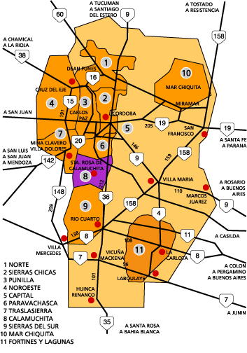 Mapa de rutas de acceso a Córdoba